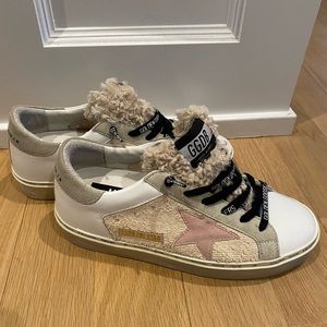 Women’s Golden Goose Hi Star Sneakers Size 38 Beige/White/Pink
